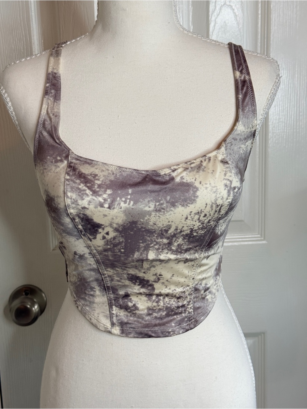 VS PINK Camo Satin Structured Corset Top Bustier Medium NWT
